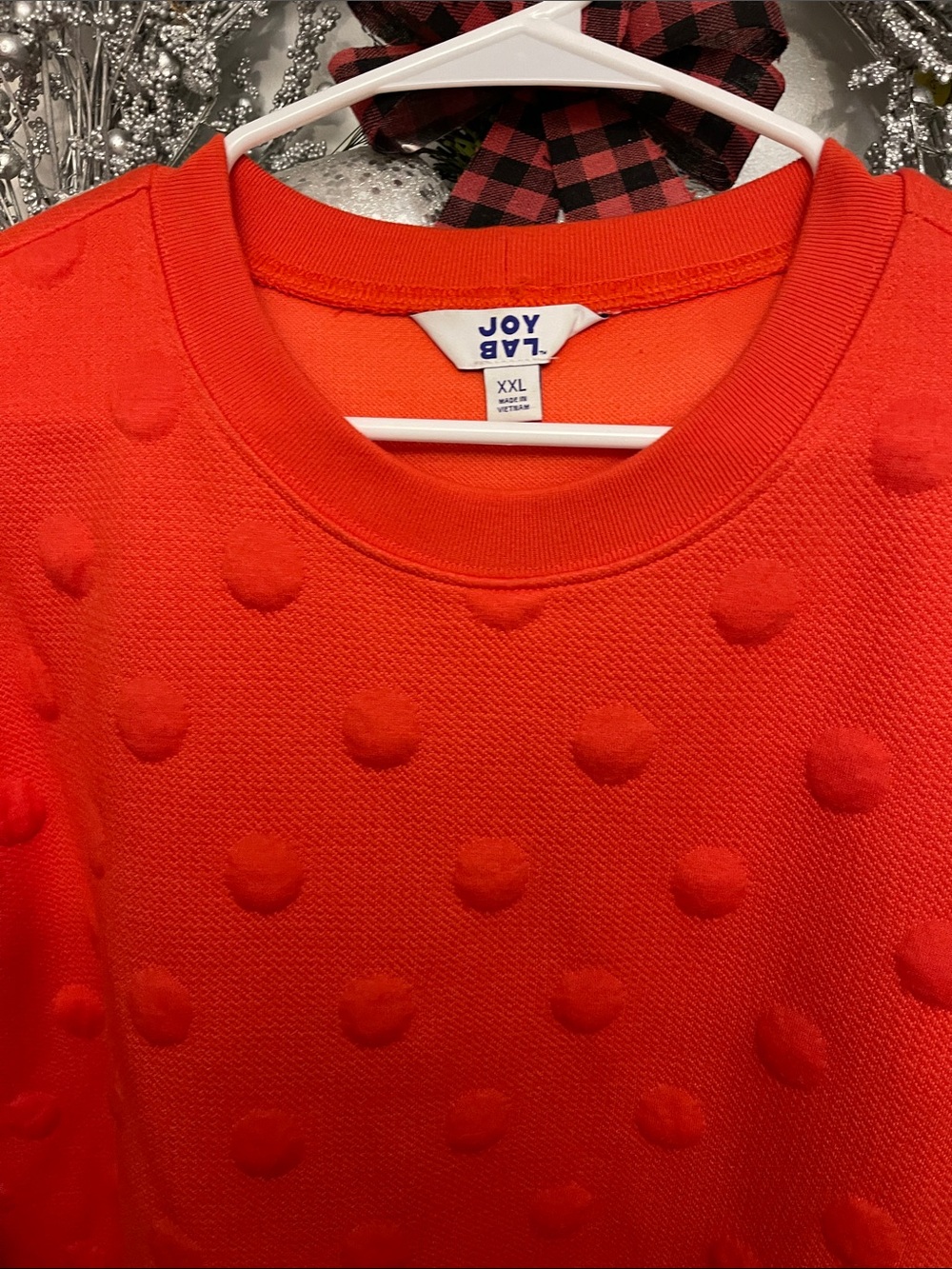 JoyLab Bright Red Textured Dot Crewneck Sweater - Picture 2 of 6